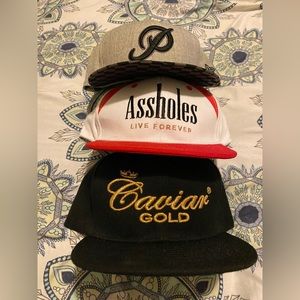 Primitive Asshole Gold 3 pack of Hats Grab bag mystery box Snapback caps